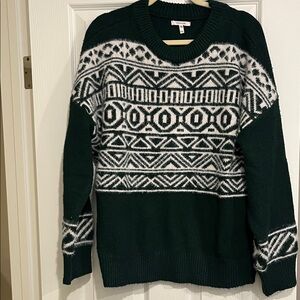 Maurices Dark Green Geometric Crewneck Sweater